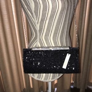 NWT Kate Landry Black Sequin Evening Bag